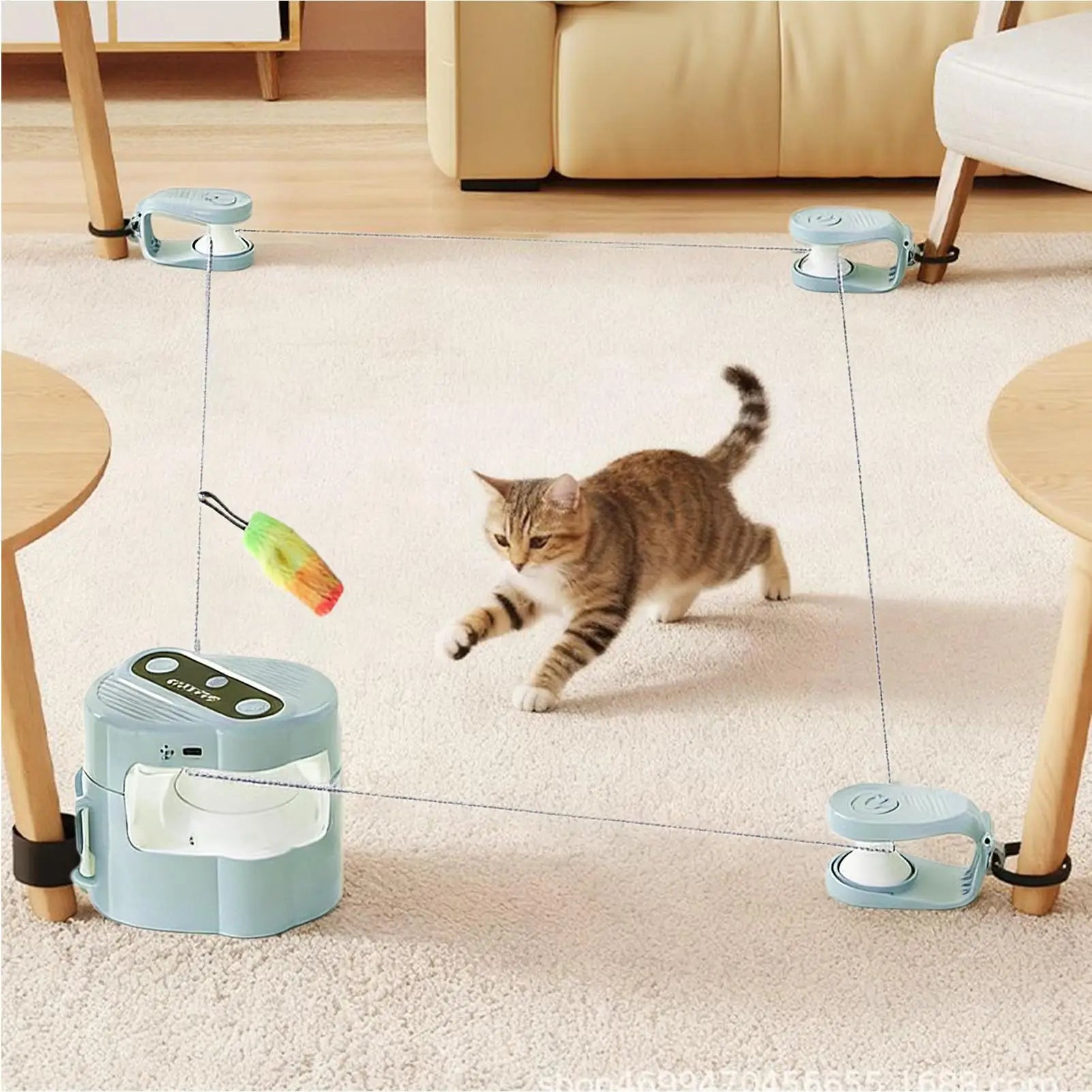 Automatic Cat Toy with Remote Control Interactive Treadmill Ball for Indoor Cats Adjustable Speeds Mental Enrichment Exercise